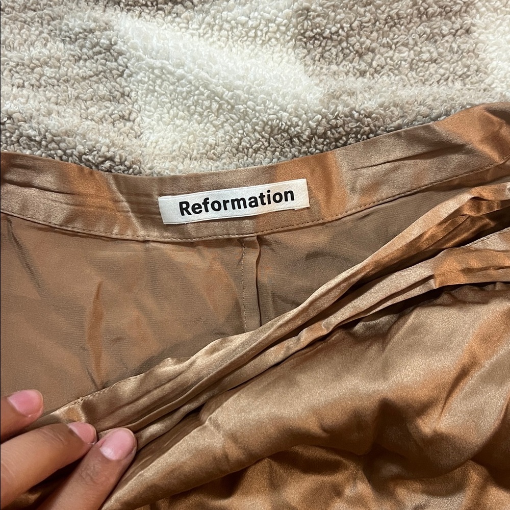 Reformation Bronze Satin Gown